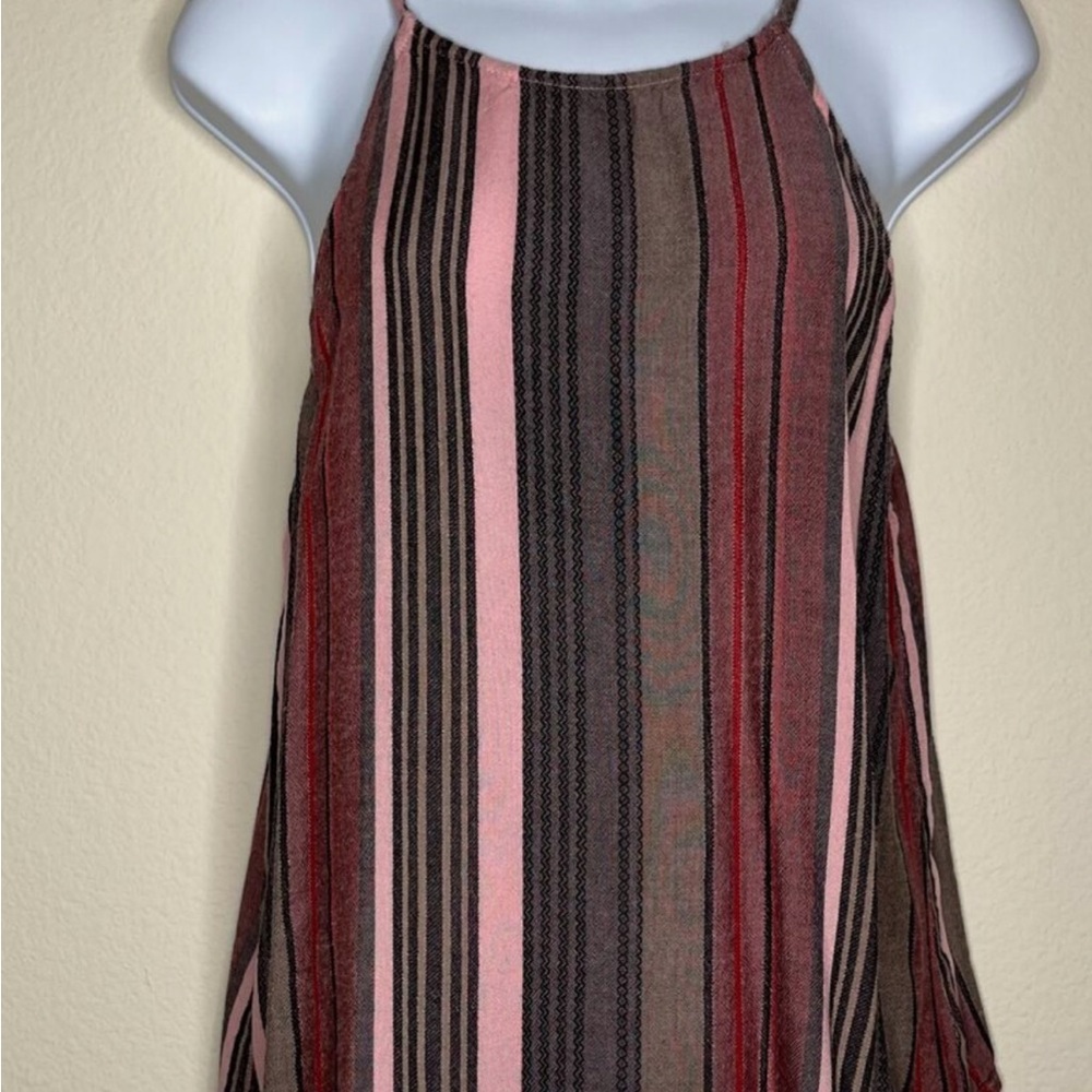 Harper Heritage Francesca’s Striped Halter Top With Button Keyhole Closure